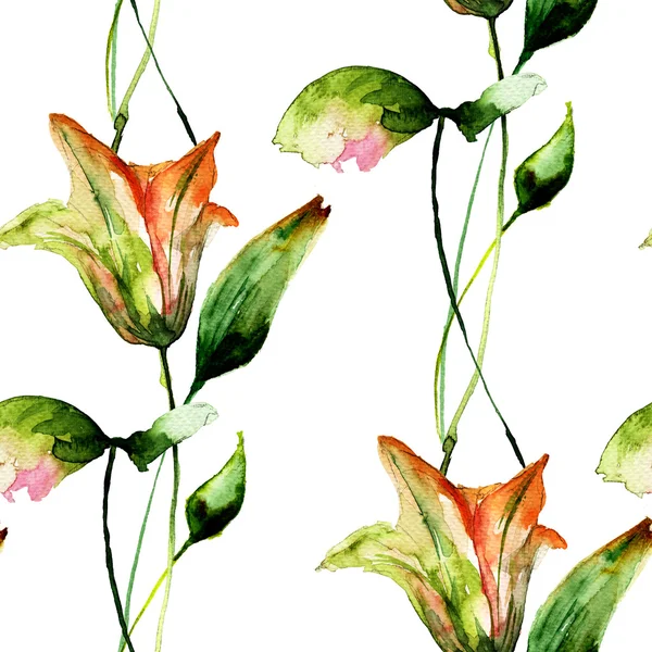 Naadloze patroon met prachtige lelie bloemen — Stockfoto