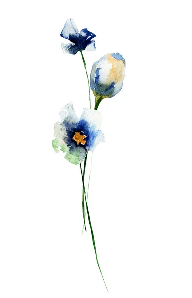 Flores estilizadas aquarela ilustração — Fotografia de Stock