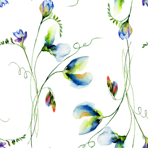 甘いエンドウ豆の花のシームレス パターン — ストック写真