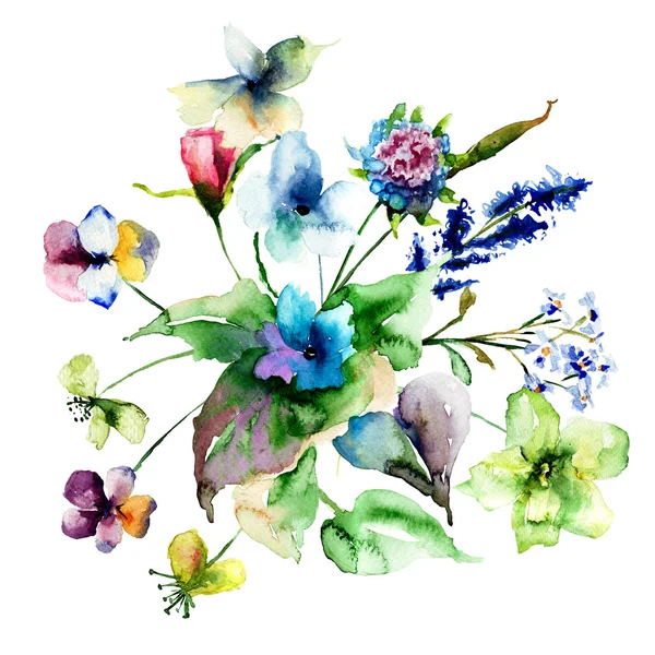 Kleurrijke wilde bloemen — Stockfoto