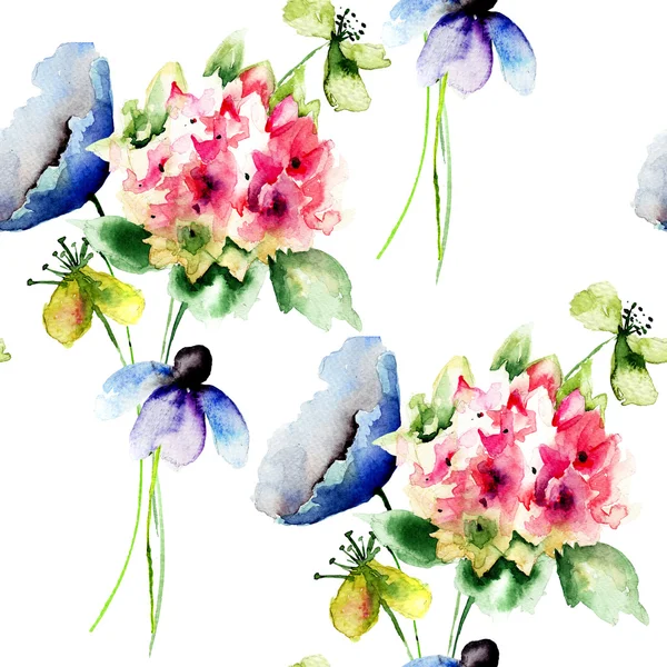 Seamless pattern with wild flowers Stock Picture