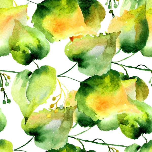 无缝模式的绿色菩提树的叶子 — 图库照片