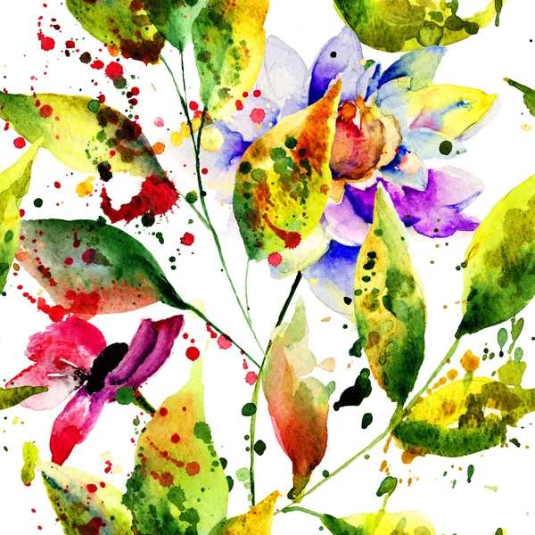 Wiosna wzór z kwiatami — Zdjęcie stockowe