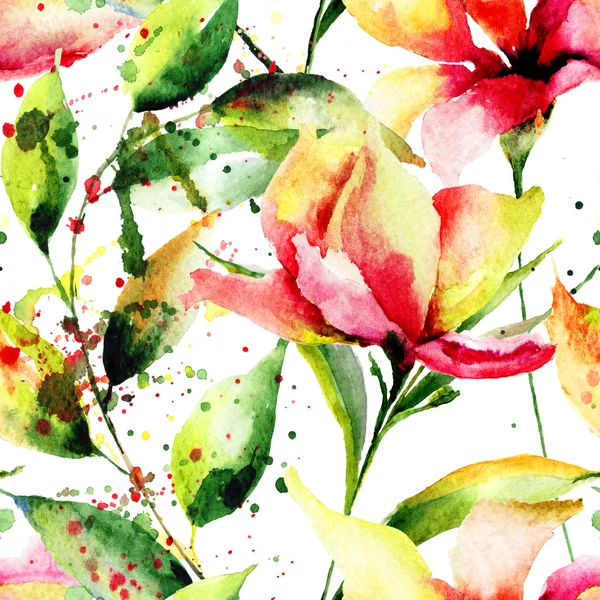 Безшовний візерунок зі стилізованими квітами — стокове фото