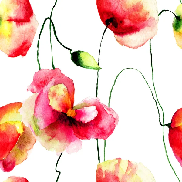 Stylized Poppy flowers illustration — Stock Photo, Image