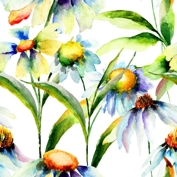 Fondo de pantalla sin costuras con flores de manzanilla — Foto de Stock