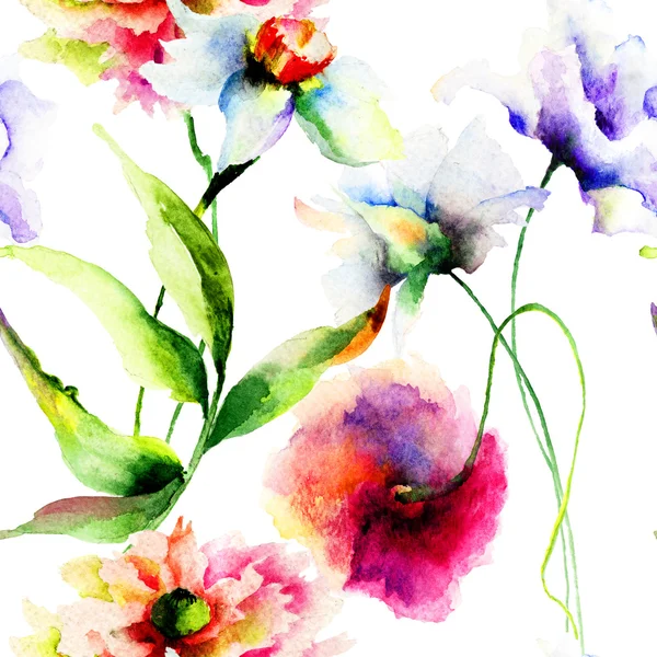 Sommer nahtlose Muster mit Blumen — Stockfoto