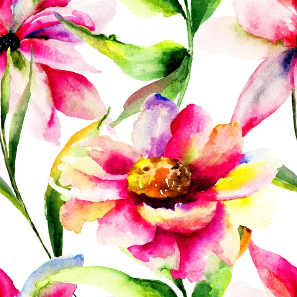 Naadloze behang met kleurrijke bloemen — Stockfoto