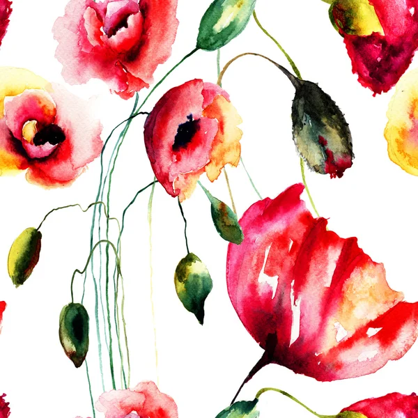 ケシの花を様式化された図 — ストック写真