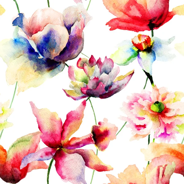 Bezešvá tapeta s stylizované květy — ストック写真