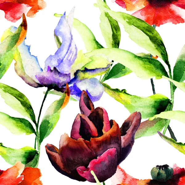 Gestileerde bloemen aquarel illustratie — Stockfoto