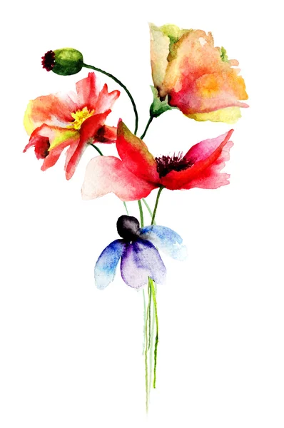 Illustration aquarelle fleurs stylisées — Photo