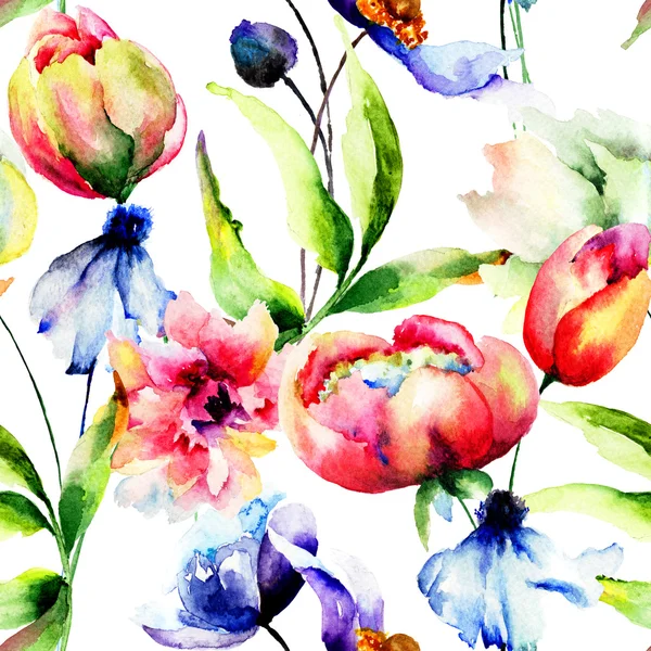 Papier peint sans couture avec des fleurs — Photo