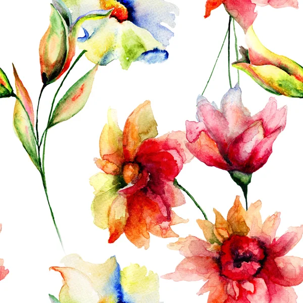 Seamless wallpaper with Colorful flowers