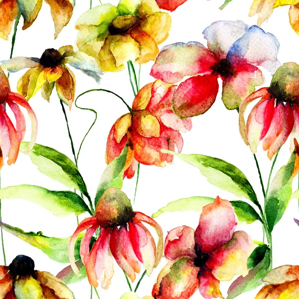 Nahtlose Tapete mit Frühlingsblumen — Stockfoto