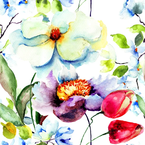 Bezszwowe tapeta z kwiatem wiosna — Zdjęcie stockowe