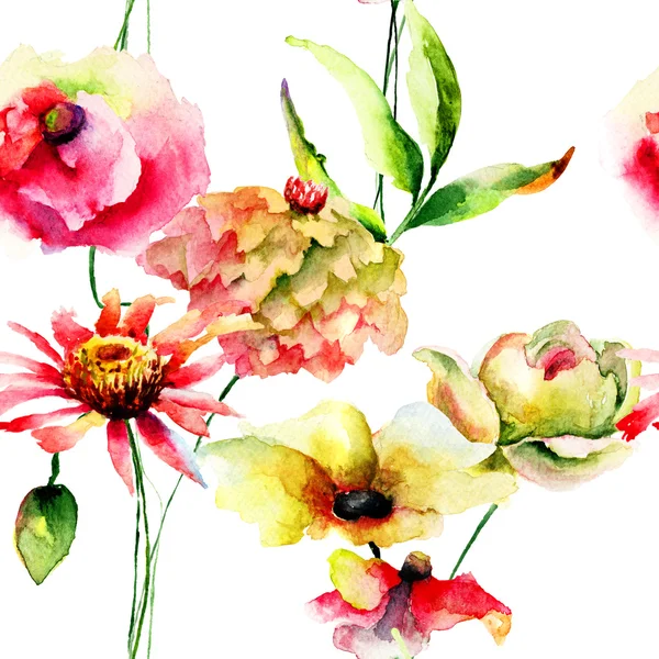 Nahtlose Tapete mit Blumen — Stockfoto