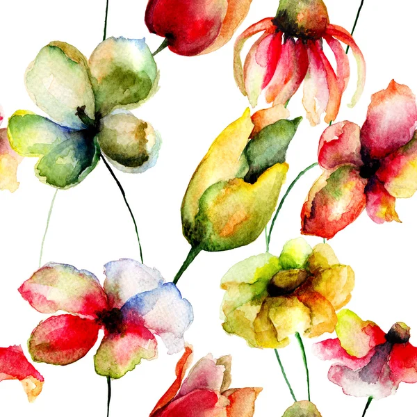 Bezszwowe tapeta z kwiatów letnich — Zdjęcie stockowe