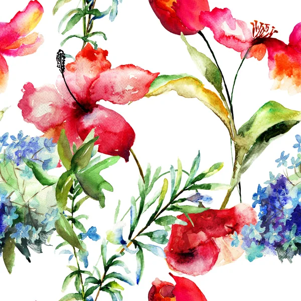 野生の花でシームレスな壁紙 — ストック写真