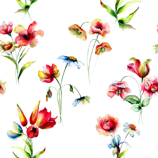 Fiori stilizzati acquerello illustrazione — Foto Stock