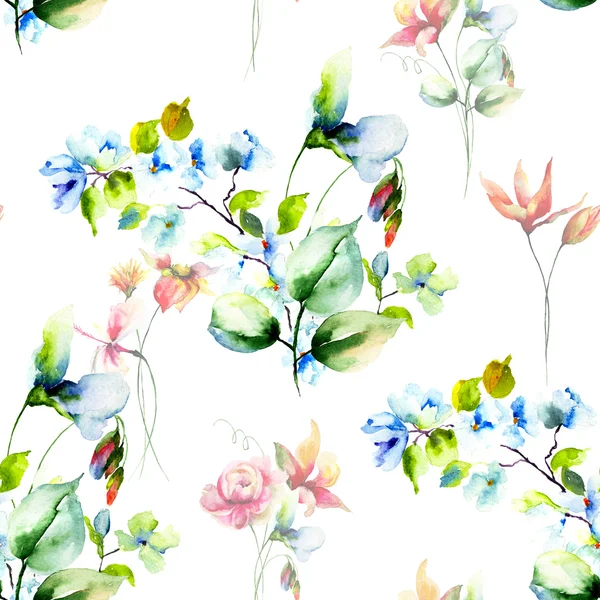 Bezszwowe tło dekoracyjne kwiaty — Zdjęcie stockowe