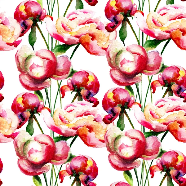 Modello senza cuciture con fiori di peonia — Foto Stock