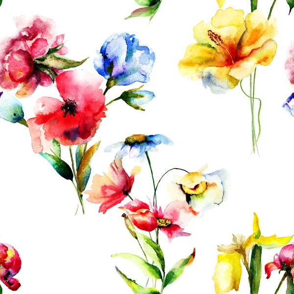 Ilustração aquarela de flores silvestres — Fotografia de Stock