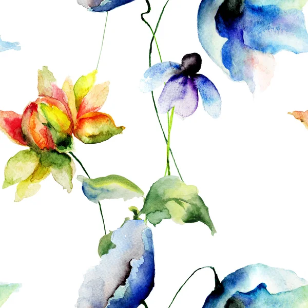 Naadloze behang met romantische bloemen — Stockfoto