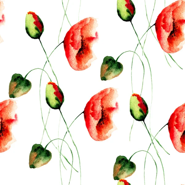 Patrón sin costuras con flores de amapola — Foto de Stock