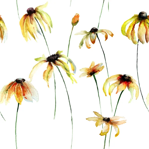 Seamless wallpaper with Yellow Gerber flowers — Stock Photo, Image