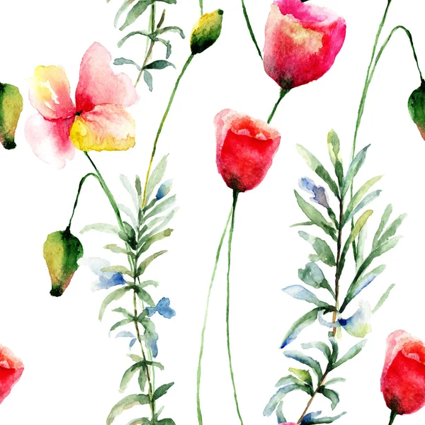 Ilustración de flores estilizadas de amapola — Foto de Stock