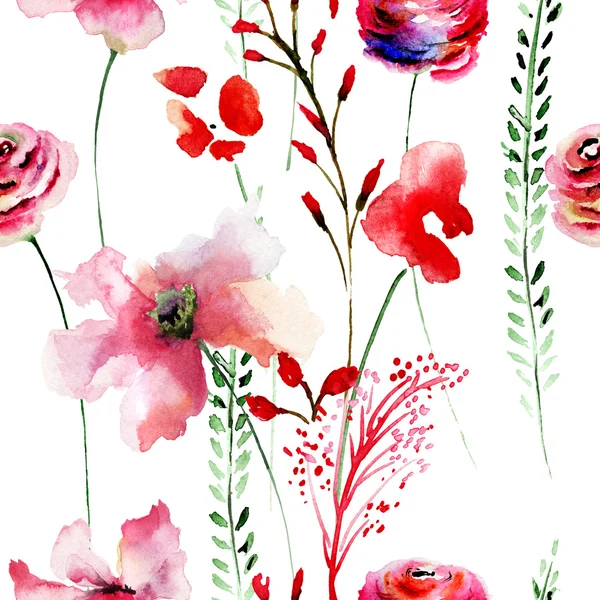 Nahtloses Muster mit stilisierten Blumen — Stockfoto