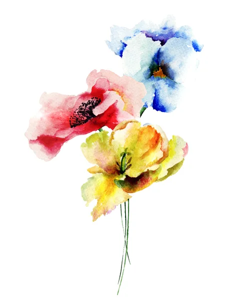 Oorspronkelijke bloemen aquarel illustratie — Stockfoto