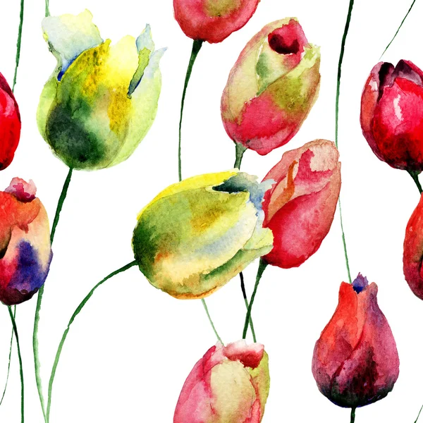 Fondo de pantalla sin costuras con flores tulipanes —  Fotos de Stock