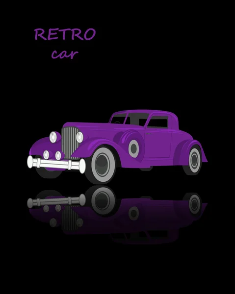 Coche retro en negro — Vector de stock