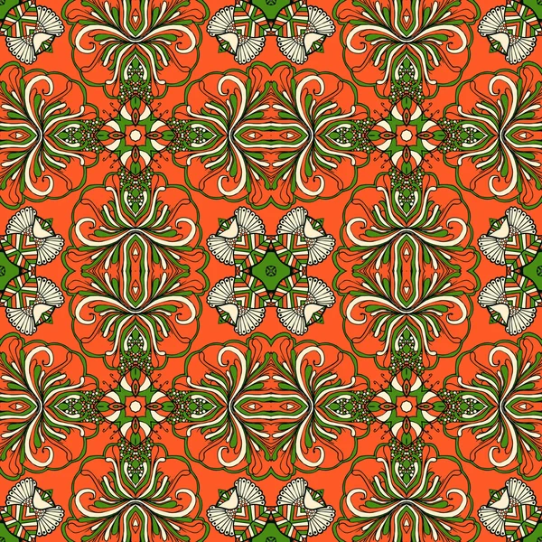 Зеленый и оранжевый бесшовный абстрактный шаблон — стоковый вектор