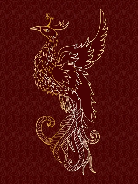 Phœnix rouge traditionnel chinois — Image vectorielle