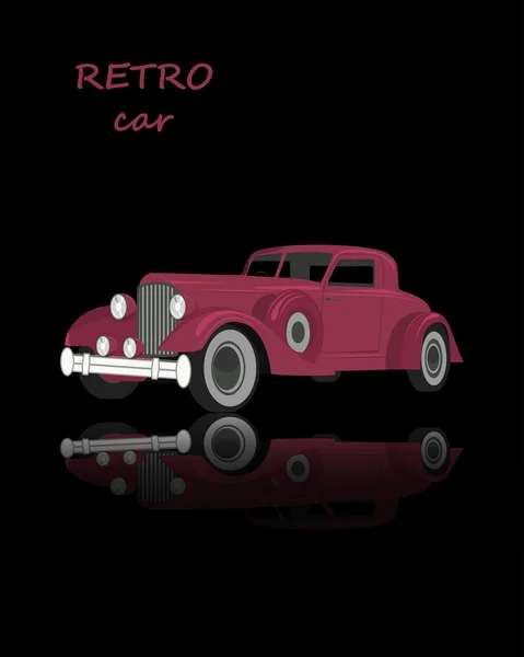 Carro retro em preto — Vetor de Stock