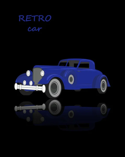 Carro retro em preto — Vetor de Stock