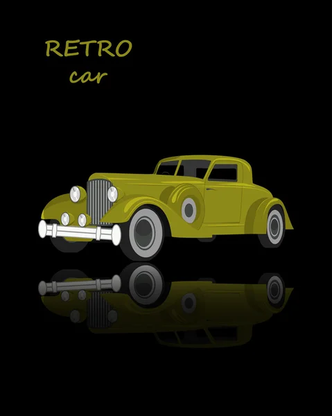 Carro retro em preto — Vetor de Stock