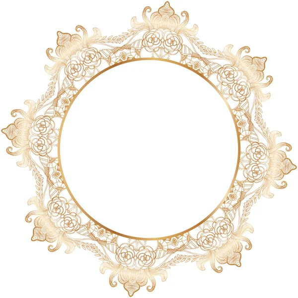 Round lace border frame silhouette — Stock Vector