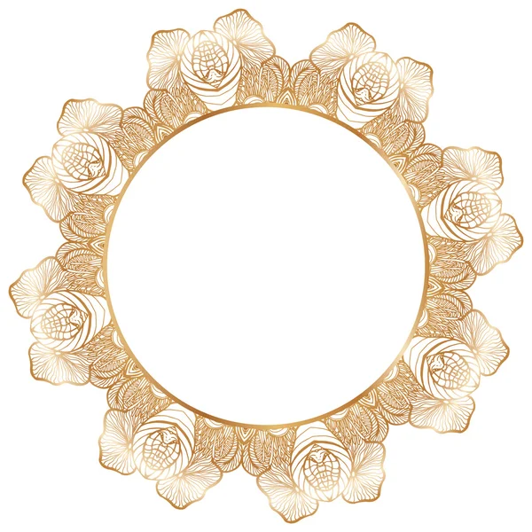 Round lace border frame silhouette — Stock Vector
