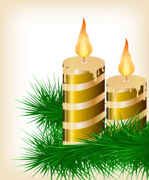 Vela de Navidad decorar tarjeta — Vector de stock