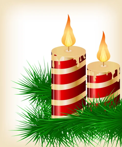 Vela de Navidad decorar tarjeta — Vector de stock