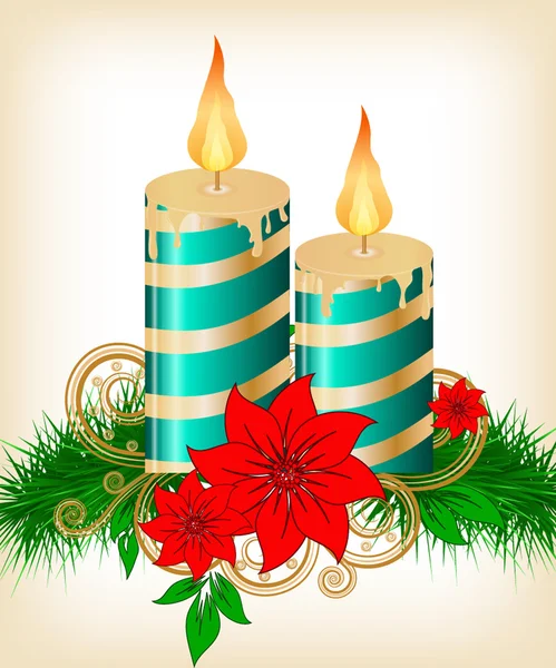 Christmas candle dekorera kort — Stock vektor