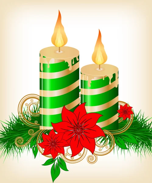 圣诞蜡烛装饰卡 — 图库矢量图片