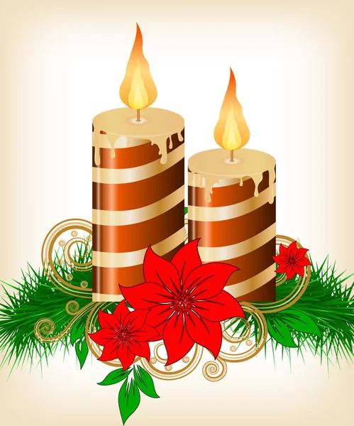 Christmas candle dekorera kort — Stock vektor