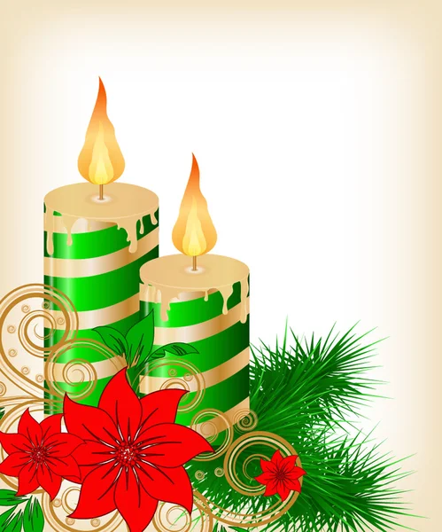 Christmas candle decorate card — Stock Vector