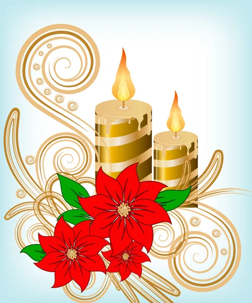 Christmas candle decorate card — Stock Vector