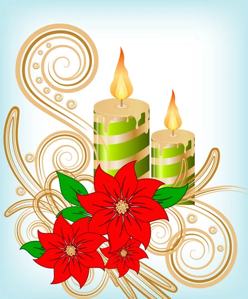 Vela de Navidad decorar tarjeta — Vector de stock